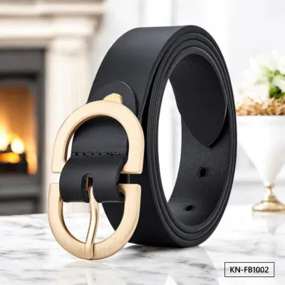 Classic Black Leather Women's Belt